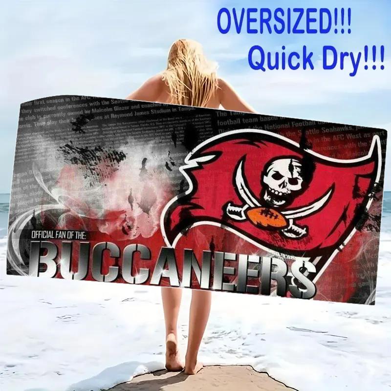 Tampa Bay Buccaneers Logo Print Beach Towel, Large Soft Quick Dry Towel for Beach Camping Swimming
