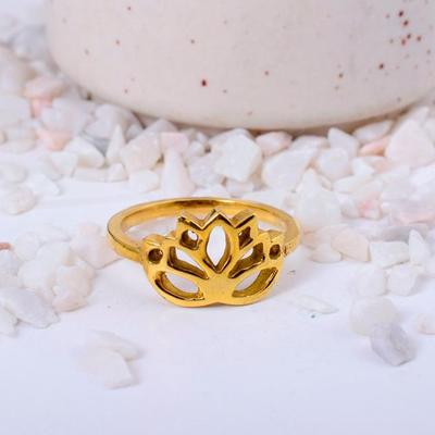 Brass Lotus Flower Ring, Open Lotus Stacking Ring, Yoga Spiritual Jewelry, Minimalist Boho Gift, Purity Symbol Ring