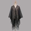 Autumn and Winter New Solid Color Lace Hollow Fringed Polyester Vest Long Elegant Women's Versatile Cheongsam Shawl