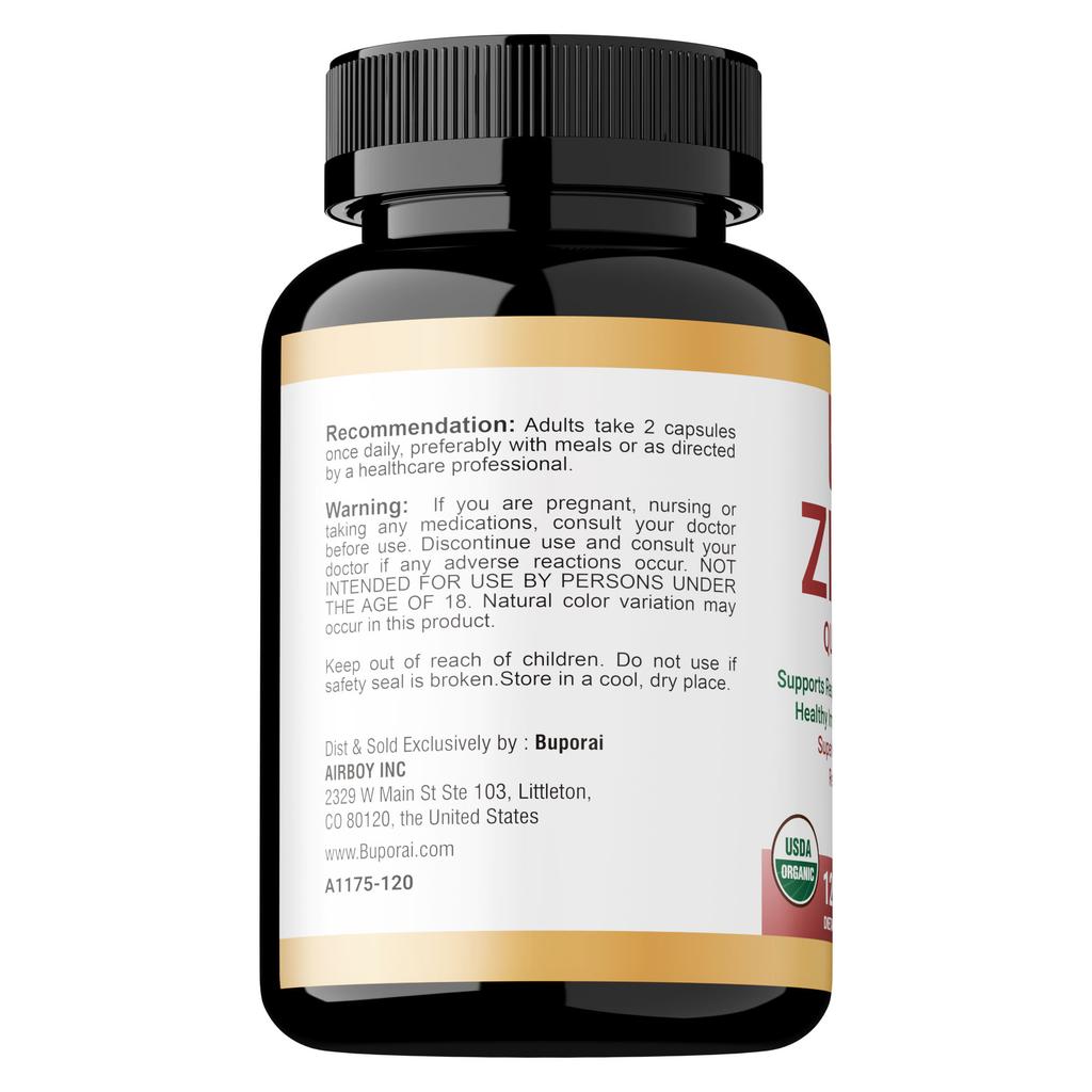 Buporai Zinc Capsules for Men and Women, All-Natural, Supports Immune Health, Antioxidant Support