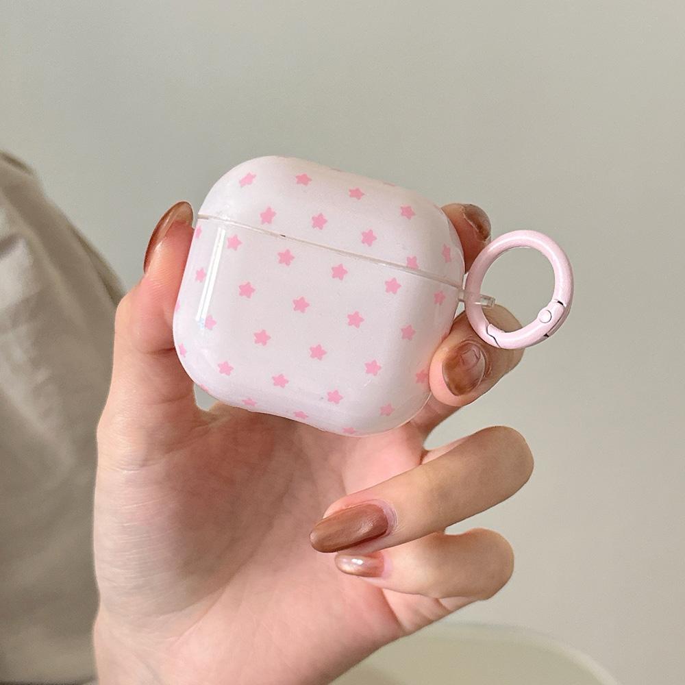 Cute Pink Star Soft Silicone Earphone Case For Apple AirPods 1 2 3 4 Pro Pro 2 Shockproof Protection Cover Coque With Pendant