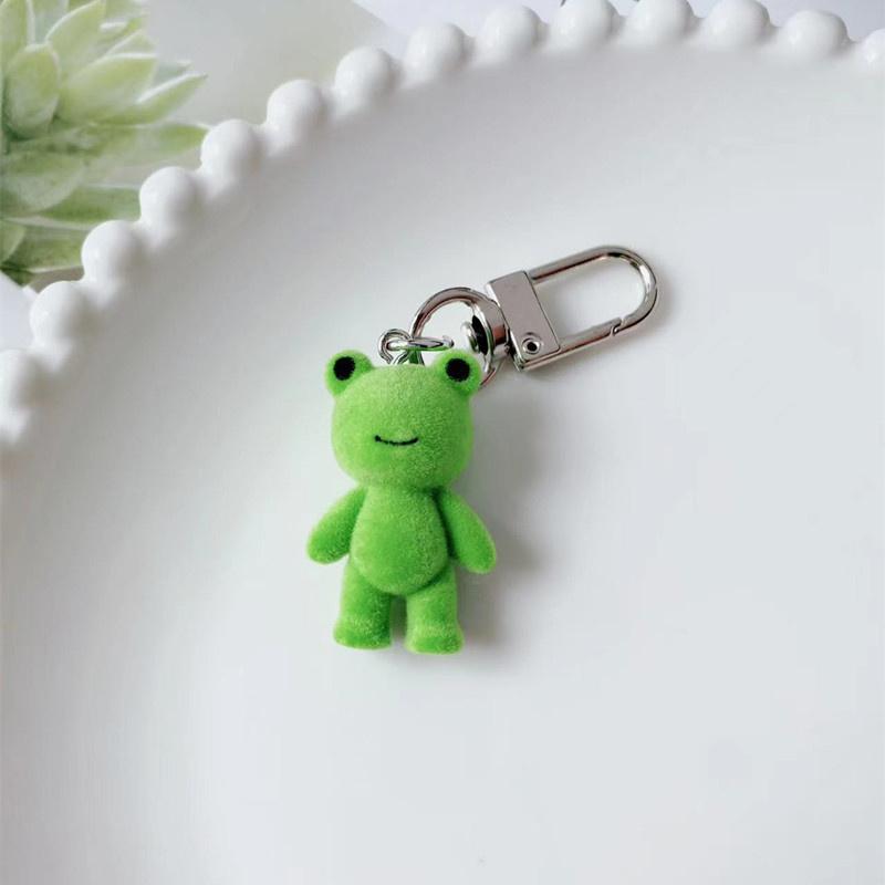 Roztomilá 3D přívěšek na klíče Flocking Frog Flocked Little Frog Pár Přívěsek na mobilní telefon Přívěsek na klíče do auta Sluchátko Batoh přívěsky Taška Dekor