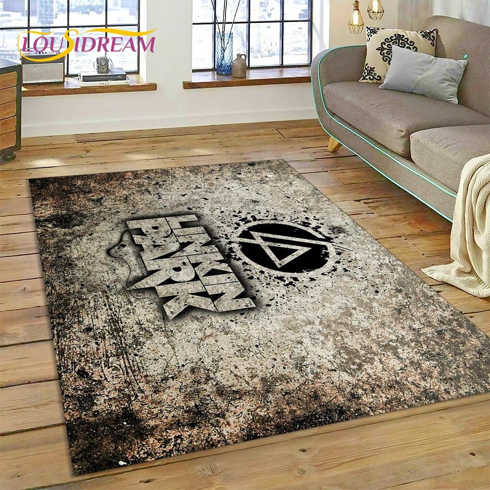 3D Ρετρό Ροκ Συγκρότημα 3D L-Linkin-Park Χαλί για Σαλόνι Υπνοδωμάτιο Διακόσμηση Σπιτιού, Αντιολισθητικό Πατάκι Διακόσμησης για Καναπέ Πατάκι Εισόδου