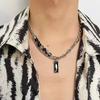 Unisex Black Stone Pendant Necklace Trendy Layering Necklace Titanium Steel Jewelry Perfect for Casual or Formal Outfits