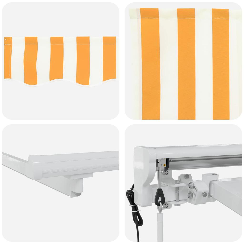 Electric Retractable Awning Yellow and White 3.5 X 2 M