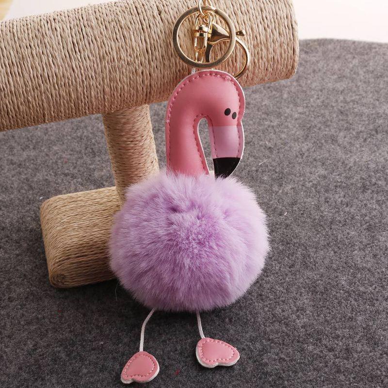 Flamingo Schlüsselanhänger süße Cartoon Nachahmung Rex Kaninchen Fell Ball Anhänger Tasche Zubehör