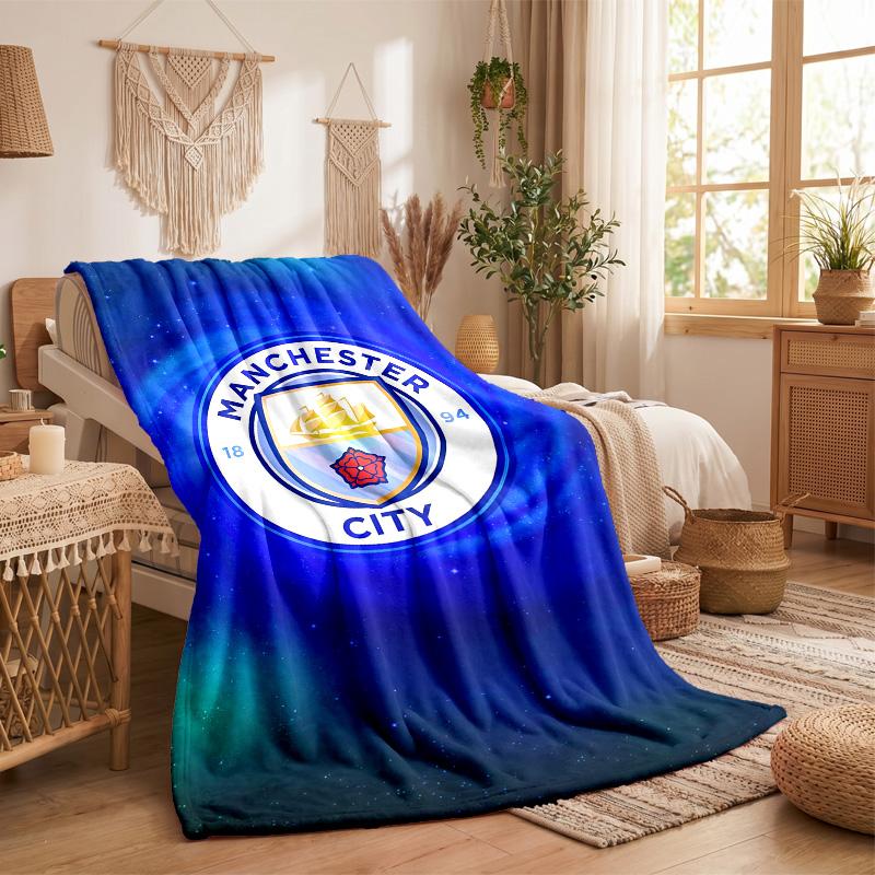Manchester City Print Flannel Blanket Soft Warm Sofa Bed Throw Blanket For Home Office Bedroom