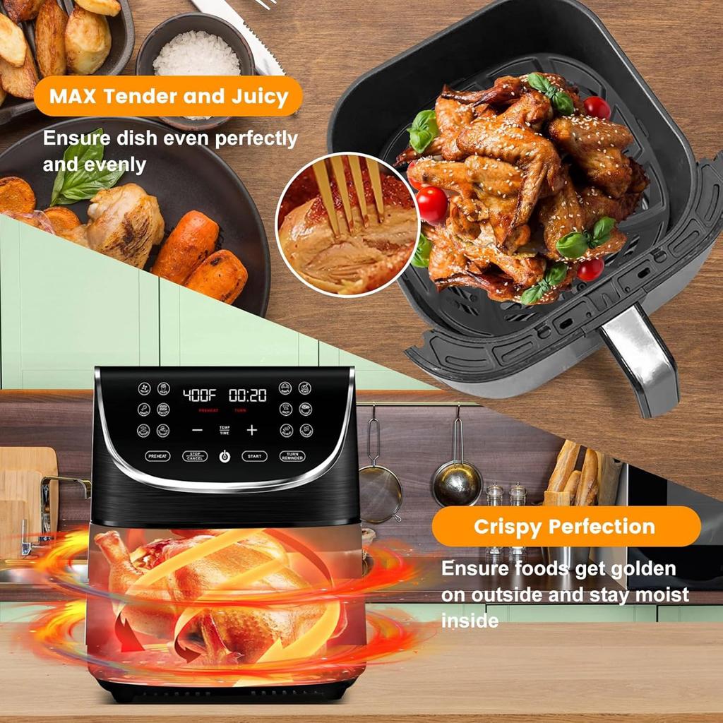 7QT Metal Liners Metal Pots Liners Metal Air Fryers Tray Square Air Fryers Plate Air Fryers Accessory for Cooking