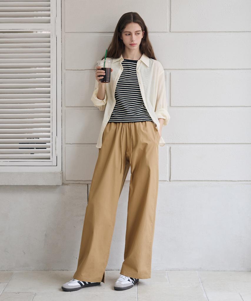 Deuloupisumeon Slit Cotton Banding Pants [Ivory]