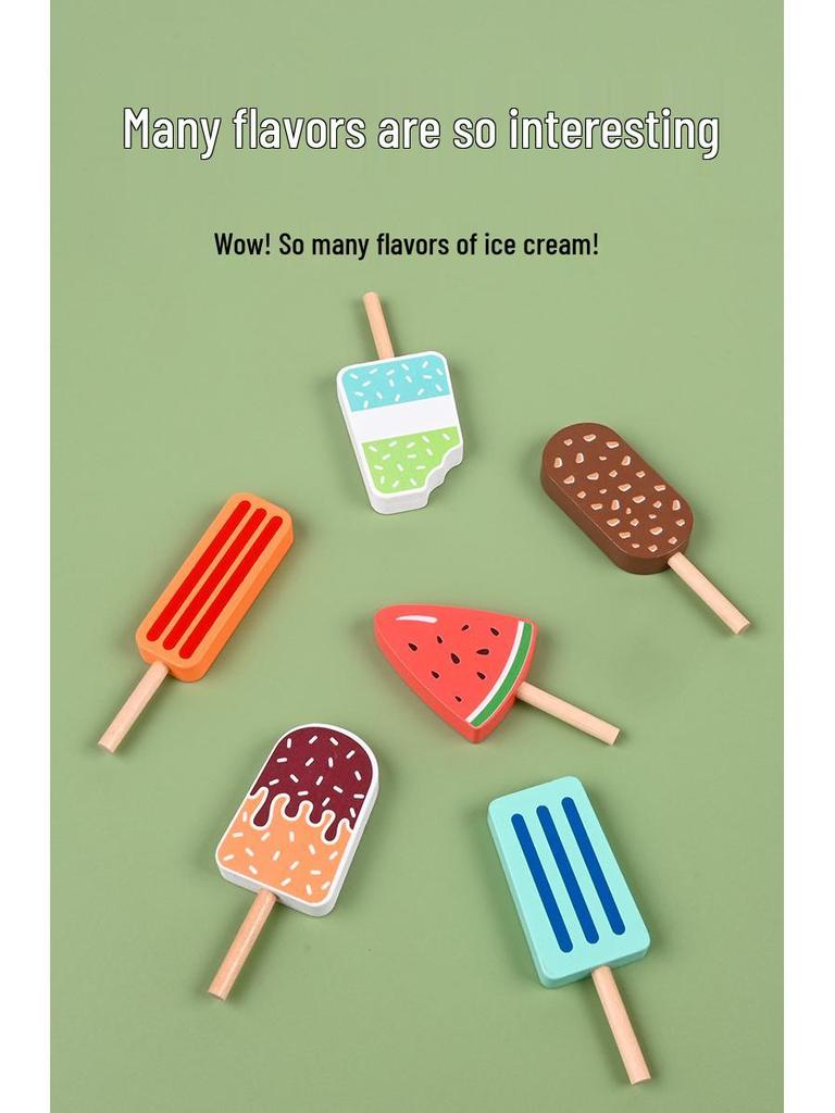 Early Education Wooden Ice Cream Pretend Play Toy for Toddler Intellectual Development
