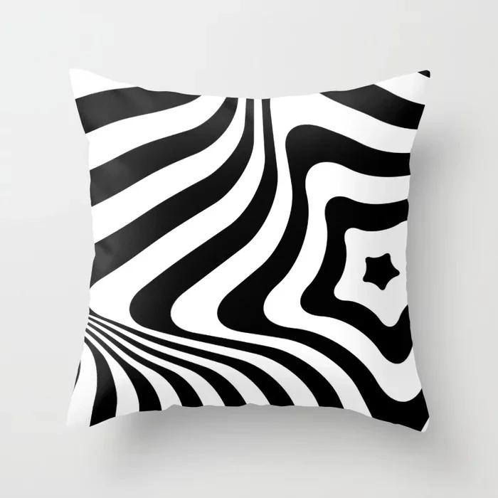 Психоделический элегантный простой полосатый полиэстер принт Наволочка Спальня гостиная Дом удобная декоративная наволочка 16x16Inch