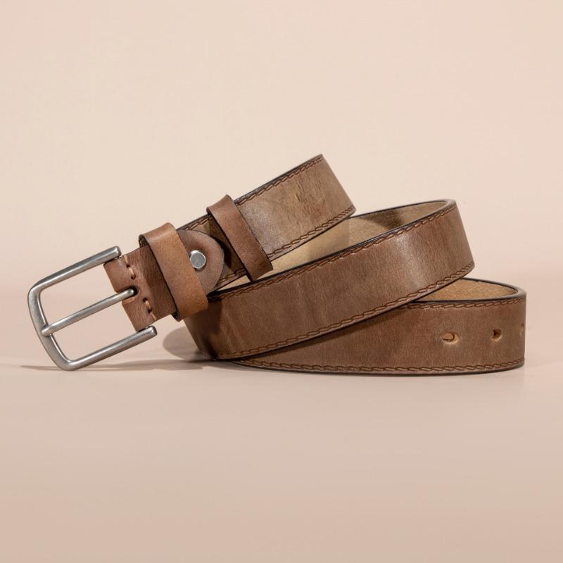 First Layer Cowhide Belt Men's Retro Casual Pin Buckle Leather Belt Men's Cowhide Vegetable Tanned Belt