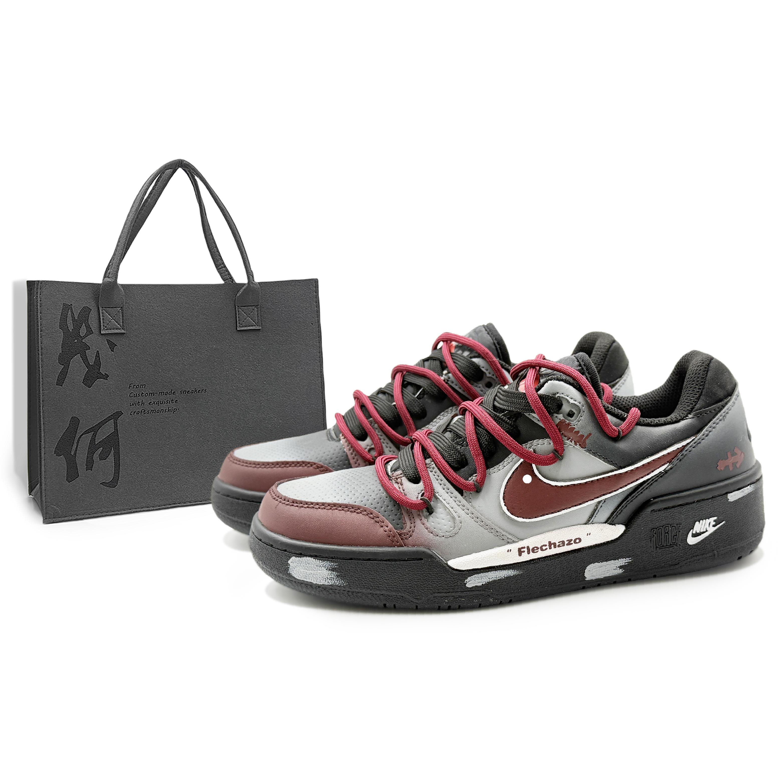 

Nike Full Force Cushioning Low top Skateboard Shoes Men s Black Gray Red FB1362-101(Team1284- S) 41