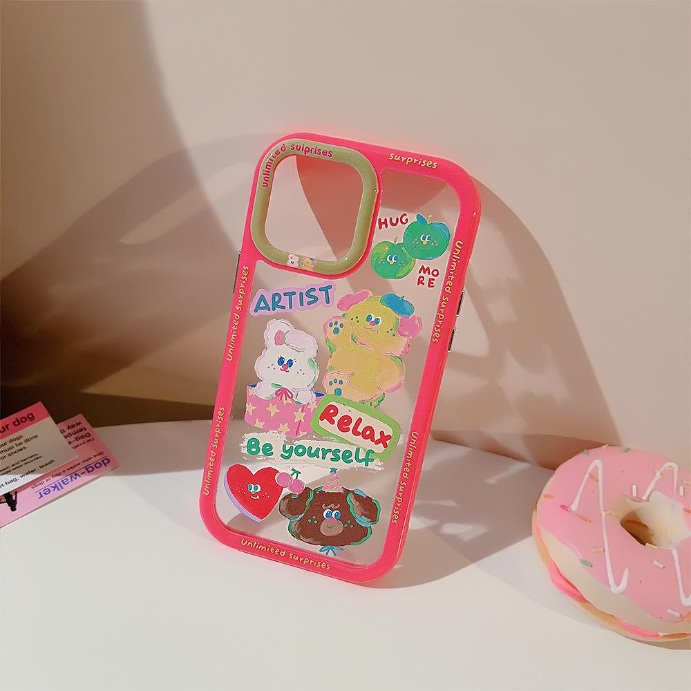 

Applicable To 16 Mobile Phone Case Apple 14 ProMax Oil Painting Cute Graffiti IPhone 15 Bracelet 13 Acrylic Magnetic Suction 12pro max(6.7)