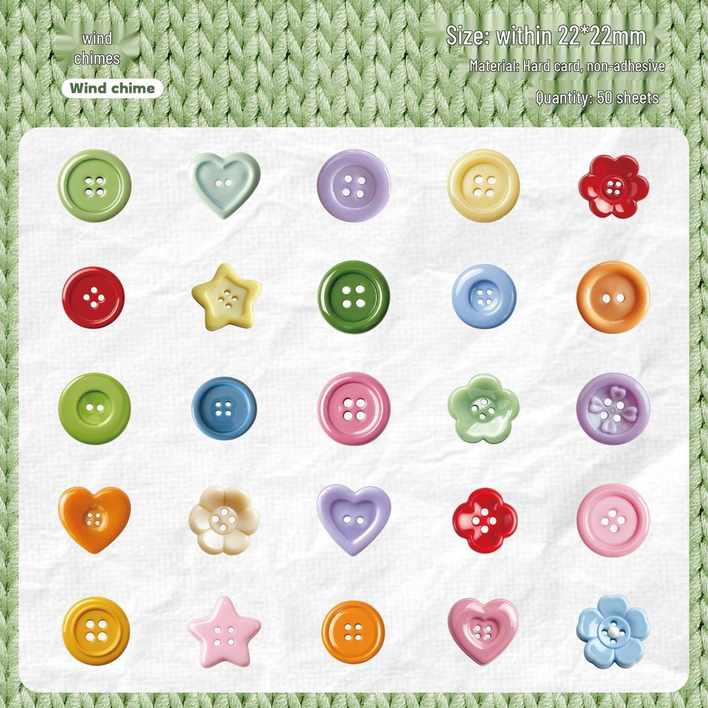 Retro Story Button Series Sticker Pack: 50 Stickers, 6 Styles for Journal Decoration