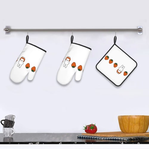 Miffy Heat-Resistant Pot Holders/Oven Mitts, Stylish and Cute Oven Mitts, Anti-Slip, Anti-Burn, Kitchen Mitts, Can be Used on Both Left and Right Hand