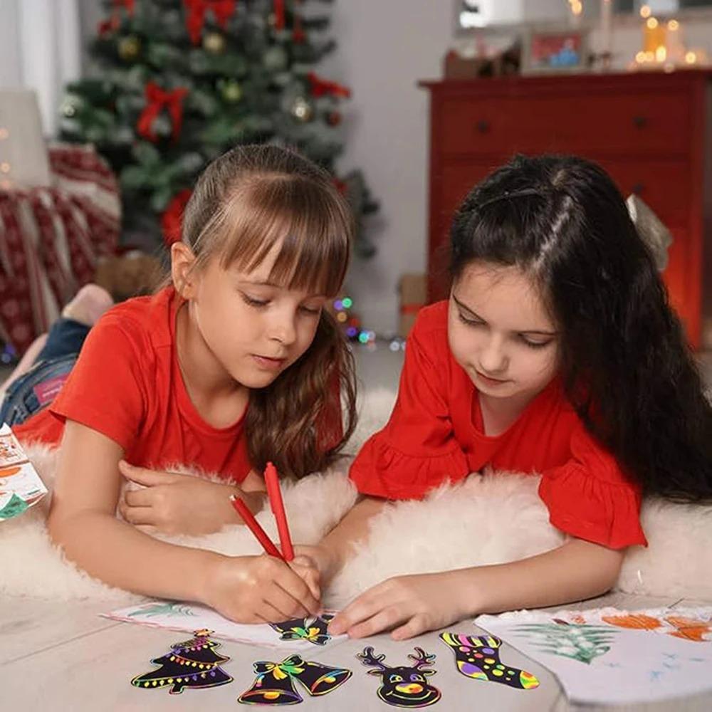 12Pcs DIY Toys Scratching Painting Paper Colorful Scratching Paper For Kids