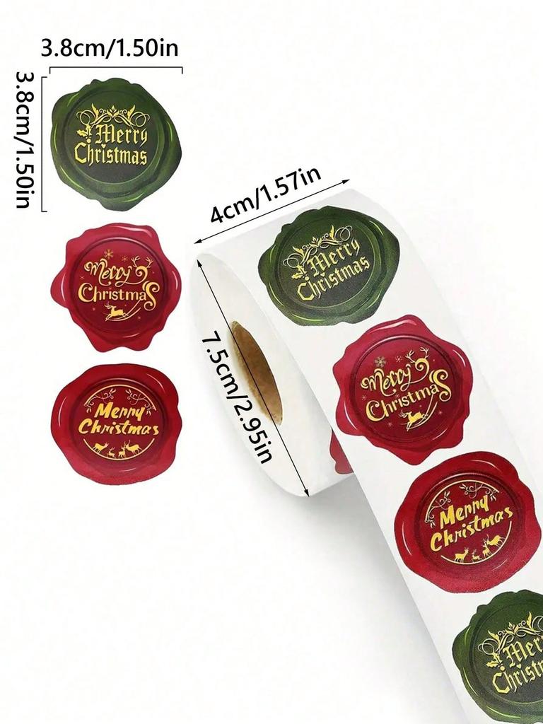 500 Sheets/roll of Merry Christmas Stickers, Label Stickers, Suitable for Homemade Gift Baking Packaging Envelopes.