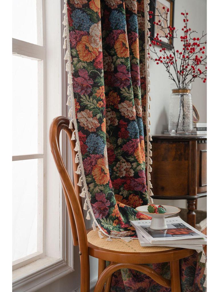Imanqi Yun Floral Jacquard Halbverdunkelnde Küchen- & Erkerfenstervorhänge