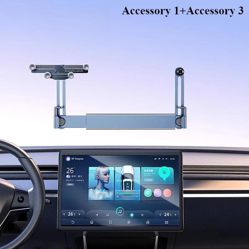 Oatsbasf Dual-position Car Screen Phone Holder Stand Aluminum Adjustable for Tesla Model 3 Highland Y Universal Car Accessories