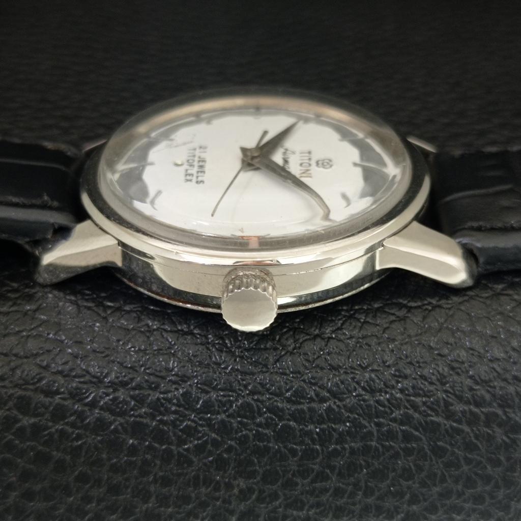 MONTRE HOMME SUISSE VINTAGE TITONI AIRMASTER TITOFLEX REMONTAGE MANUEL GRIS a703239-1