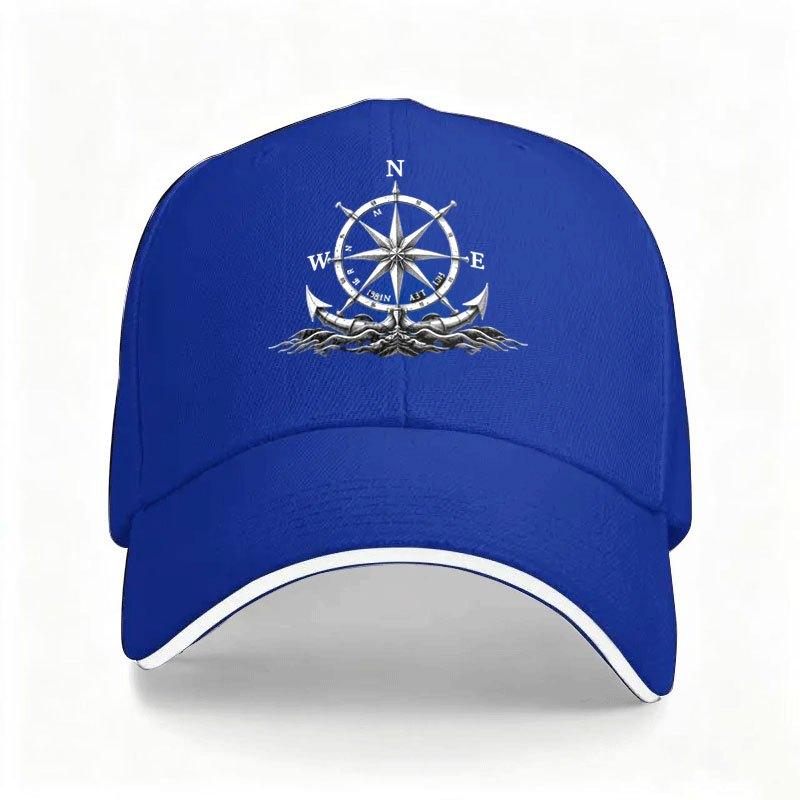 Nautical Compass Anchor Baseball Cap Vintage Sailor Polyester Adjustable Outdoor Adventure Cap