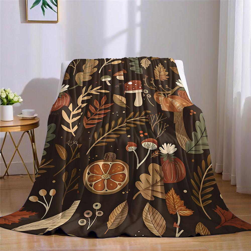 Autumn Harvest Ditsy Printed Blanket Suitable for Sofas Beds Offices Travel Camping Chairs Warm Plush Blanket