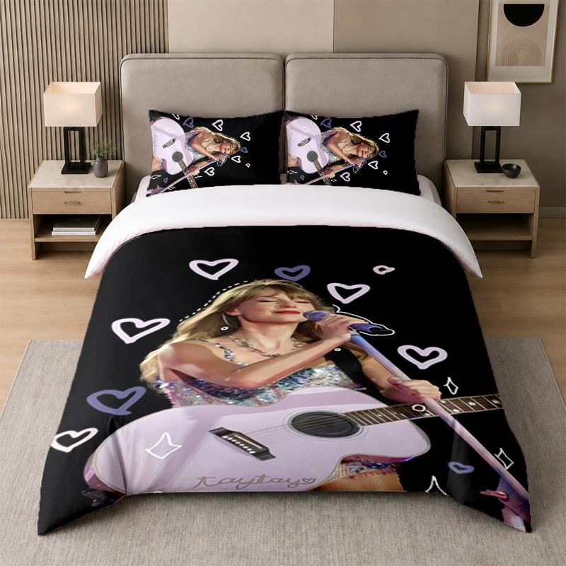 Set Biancheria da Letto 3 Pezzi, Taylor Swift 1 Copripiumino e 2 Federe, Biancheria da Letto Stampata Decorazione Per la Camera degli Ospiti