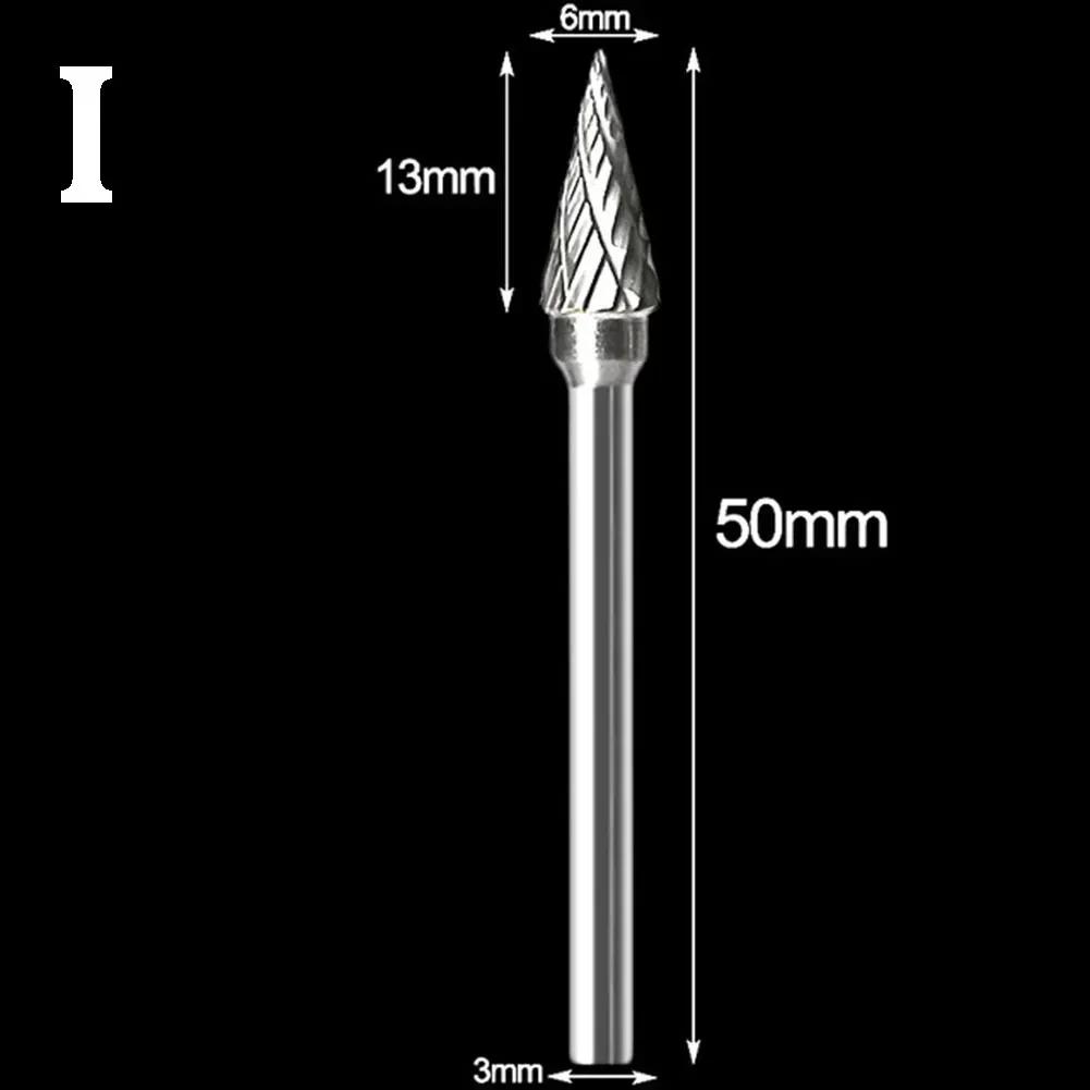3x6mm Hartmetall-Fräser Rotationsfeile Bohrer Die-Grinder Schnitzwerkzeug Doppelschnitt Solide Elektrowerkzeuge Metall Holz Fräser