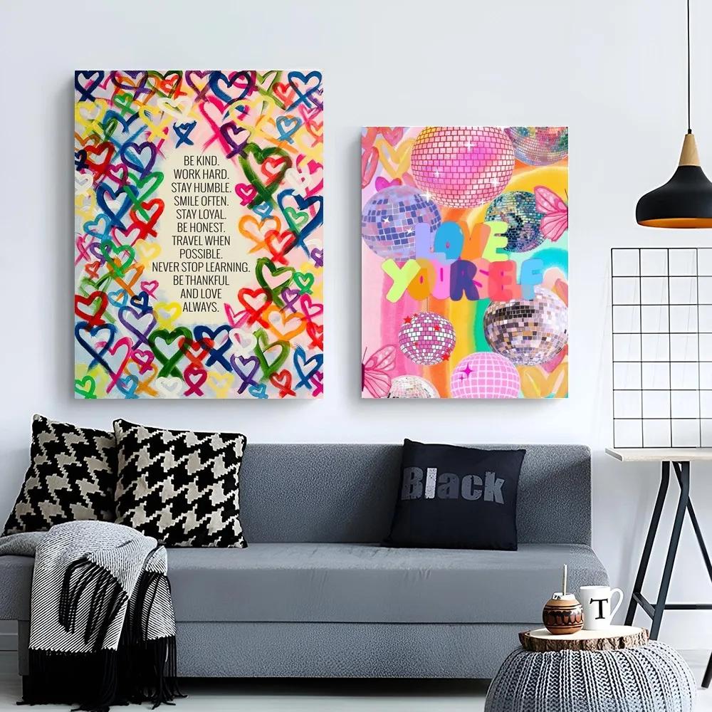 1pc Modern Be Kind and Love Always   Poster Paper Print Home Bedroom Entrance Bar Cafe Art Painting Decoration