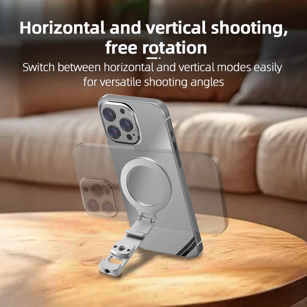 FLYMILE Magnetic Foldable Stand Phone Back Aluminum Alloy Horizontal/Vertical Support Bracket