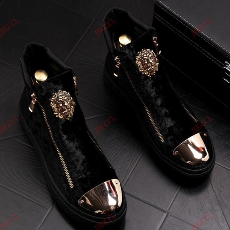 Fashion Men's Velvet Boots Riding Boot British Style High Top Shoes Versatile Fashion White Thick Soles Middle Leg Cowboy Zapatos Hombre