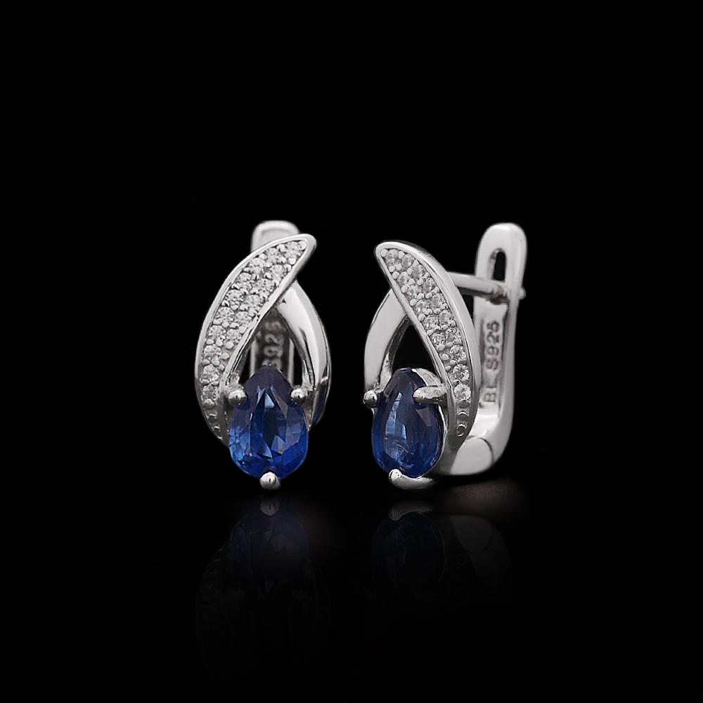 

Exquisite 925 sterling silver Women s earrings Natural 1.87ct pear 4*6mm Kyanite Gorgeous Fine Jewelry for Birthday banquet gift s синий