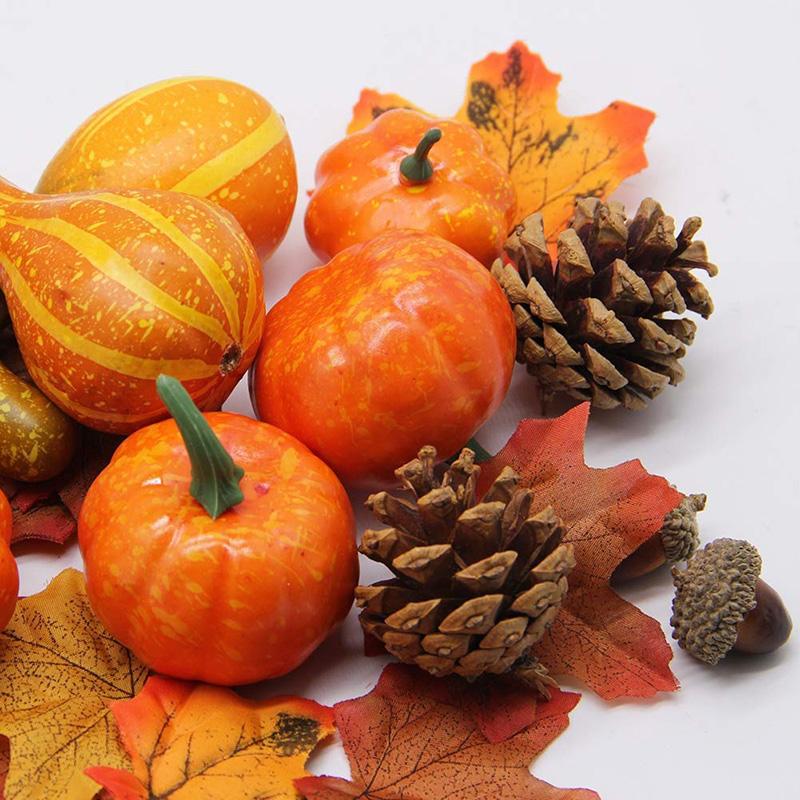 50pcs Halloween Artificial Pumpkin Maple Leaf Decoration Harvest Autumn Fall Tha