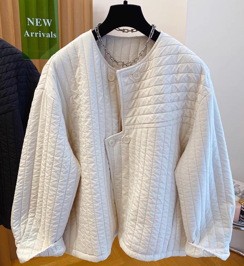 Korean Style Quilted Women's Winter Padded Jacket with Irregular Placket