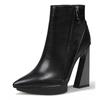 Fashion Brand Runway Style Mixed Color Banquet Cowhide Short Boots Sexy Pointed Waterproof Platform Irregular High Heels Ankle Boots 40