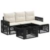 Garden Sofa Set 5 Pieces Black and Cream White Poly Rattan