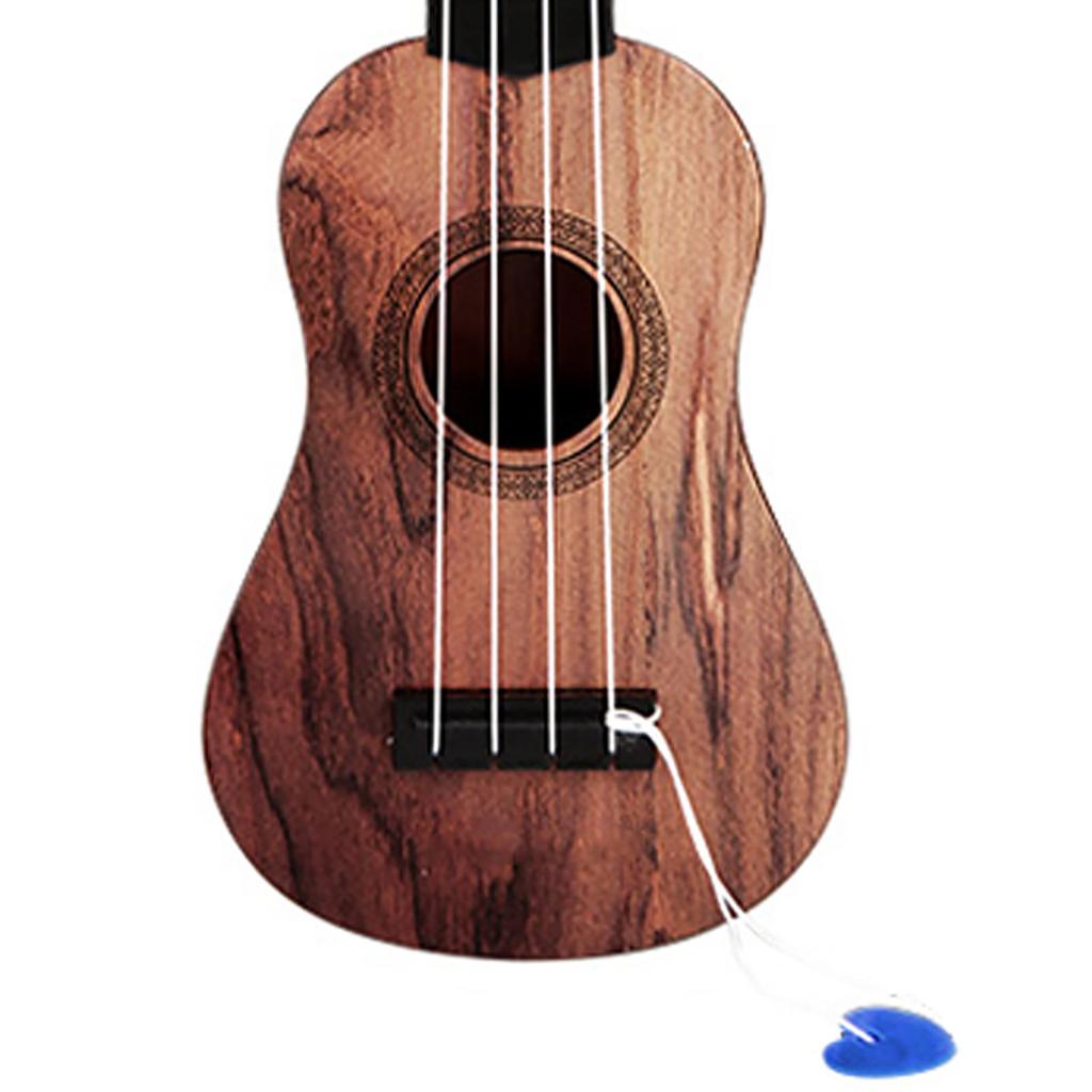 Ukulele Toy Plastic Playable 4 Strings Educational Children Ukulele for Boys Girls Birthday Gifts Dark Color