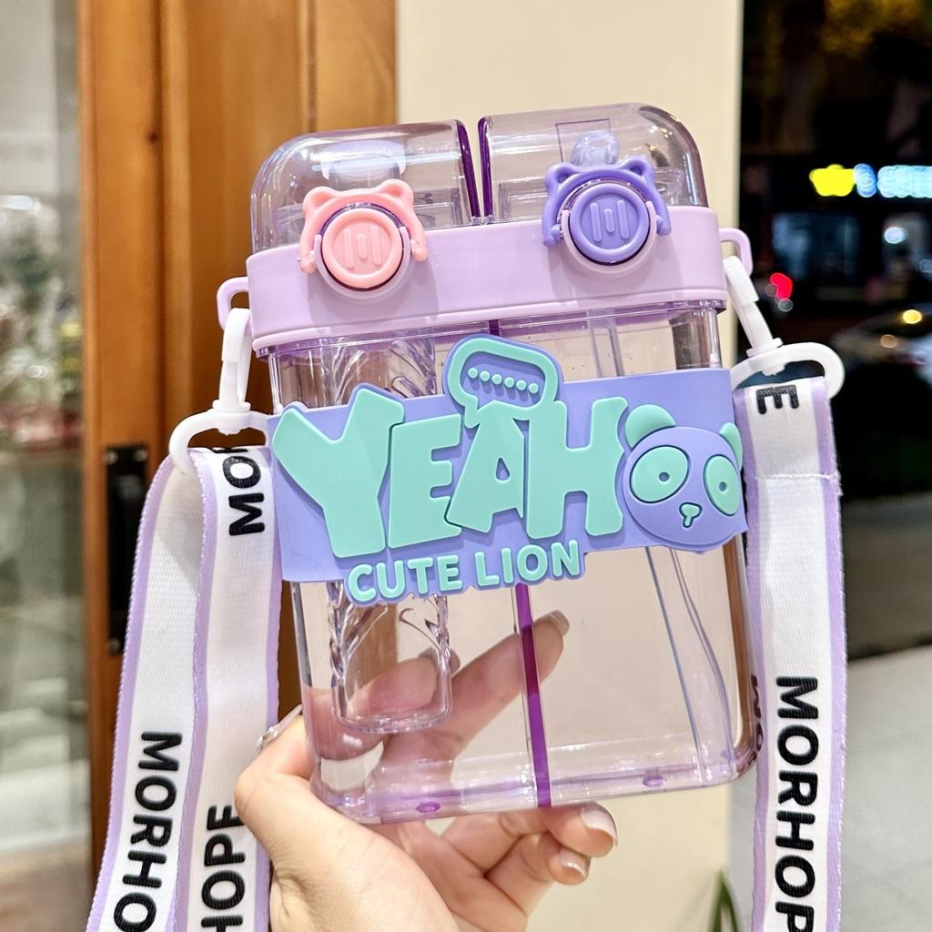 Kinder Cartoon Trinkflasche aus PC-Material mit Strohhalm für Schule und Outdoor