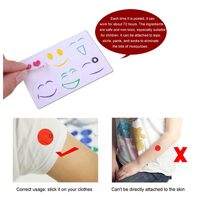 Cartoon Smiling Face Mosquito Repellent Stickers - Safe, Non-Toxic Patches for Kids and Families (120pcs, 60pcs, 30pcs)
