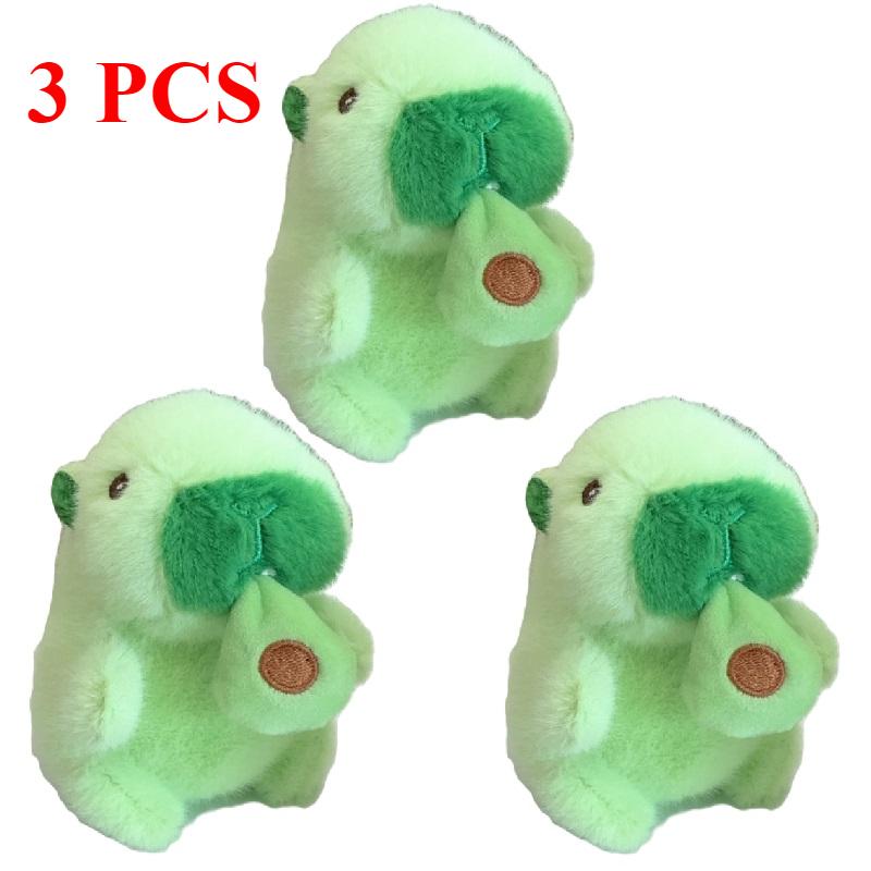 Cute Avocado Capybara Plush Pendant Pulling Rope Vibrate Capybara Plushie Toy Doll Keychain Capibala Bag Hanging Ornaments