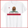 Kalifornien Flagge Bär Golden State Of Warning Weißes Baumwoll-T-Shirt S-5XL