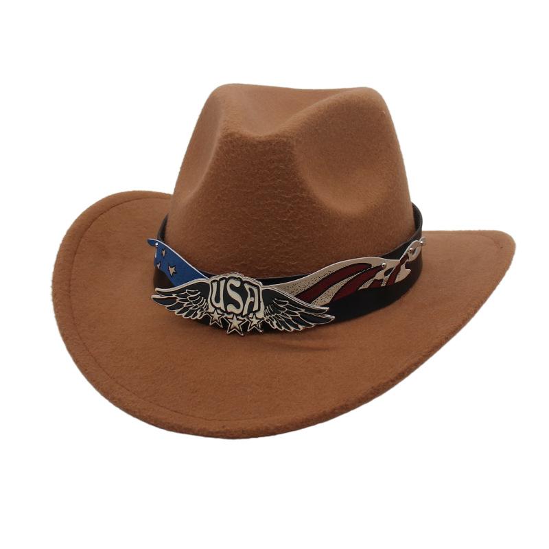 Tibetan Jazz Hat Woolen Shiny Belt Celebrity Style Retro Cowboy Hat Western Cowboy Hat