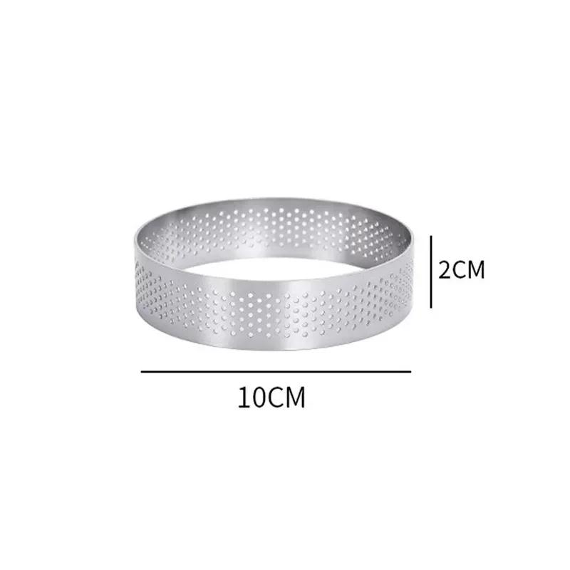 5-10cm Round Stainless Steel Tart Ring Heat-Resistant Perforated Molds DIY Fruit Pie Tartlet Doughnut Mold Kitchen Cake Tools