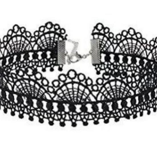 Versátil Set de Collar Choker de Encaje Negro: Cadenas de clavícula para mujer de seis piezas