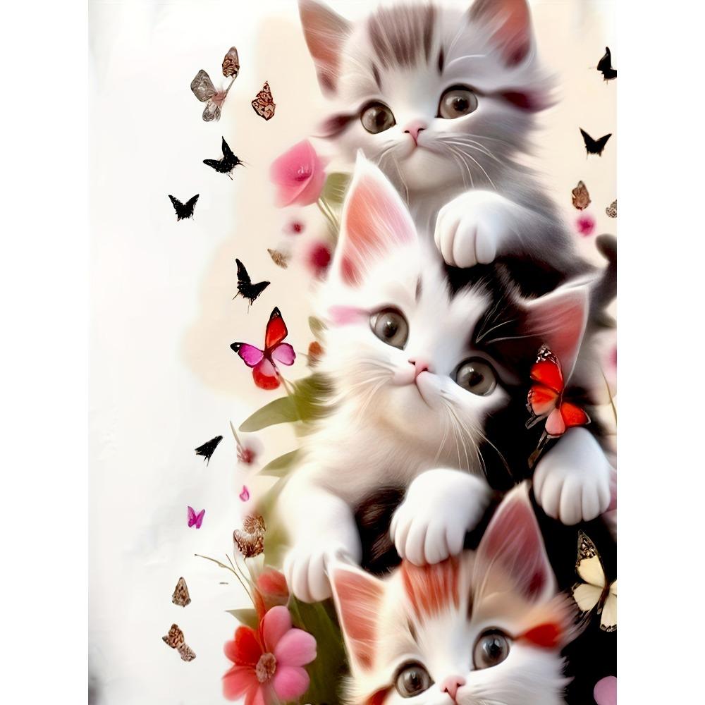 Women's Cute Cat Printed T-shirt Soft Short Sleeve Round Neck T-shirt with Vitality Cat Printed Design Casual Spring/Summer Top