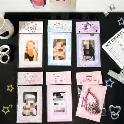5Sets Korean Ins Cute Cartoon Puppy Card Head Card Back Opp Bag Kpop 3-inch Photocard Holder Girl Sell Card Pocket DIY Packing