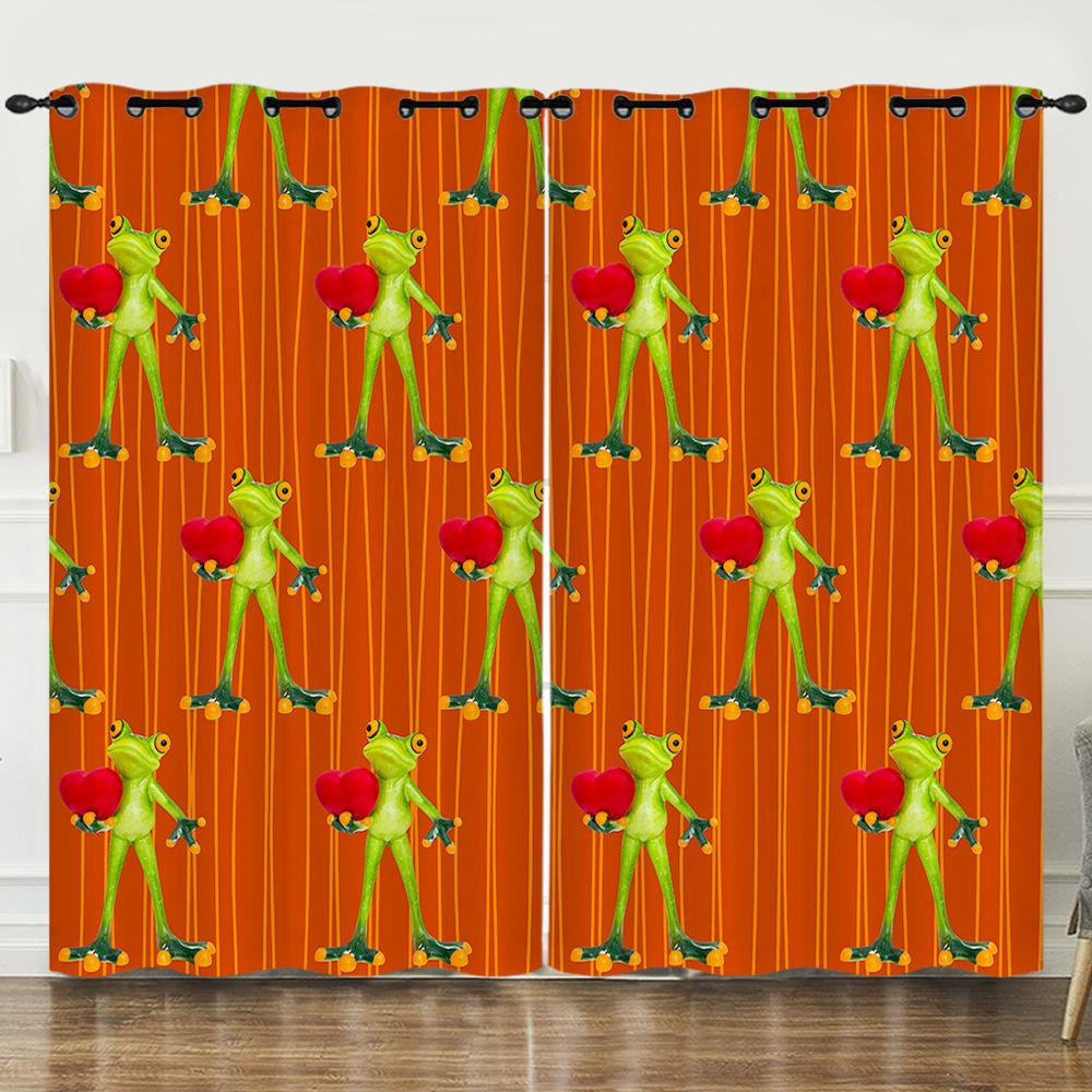 

Штора Мультяшное Животное Лягушка 3D Цифровая Печать Затемняющая Штора на Люверсах 97cm*114cm*2