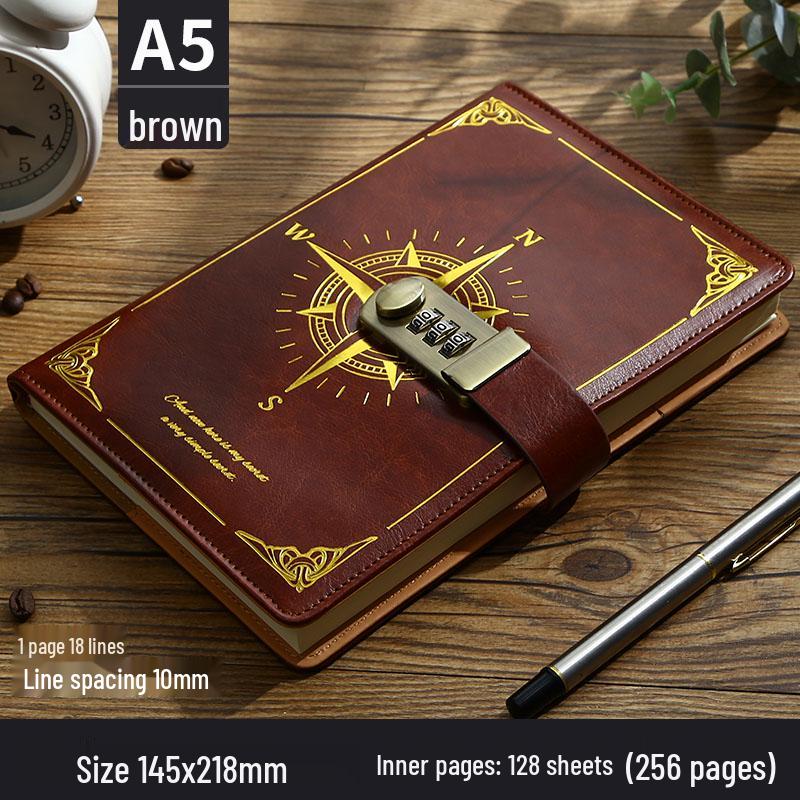 Minimalist Lock Diary & Notebook with Invisible Combination Closure for Students & Professionals