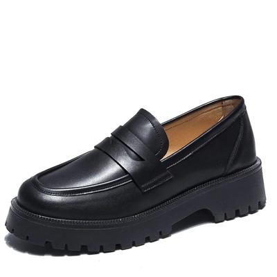 Echtes Leder Frühling Herbst Schuhe Damen Britischer Stil 2025 Neu Dicksohlige College-Stil Freizeit-Loafer Modeschuhe Mädchen